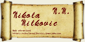 Nikola Milković vizit kartica